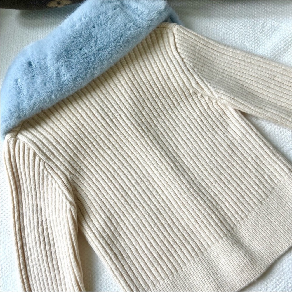 Zara Cream Ribbed Cardigan - Picture 6 of 7